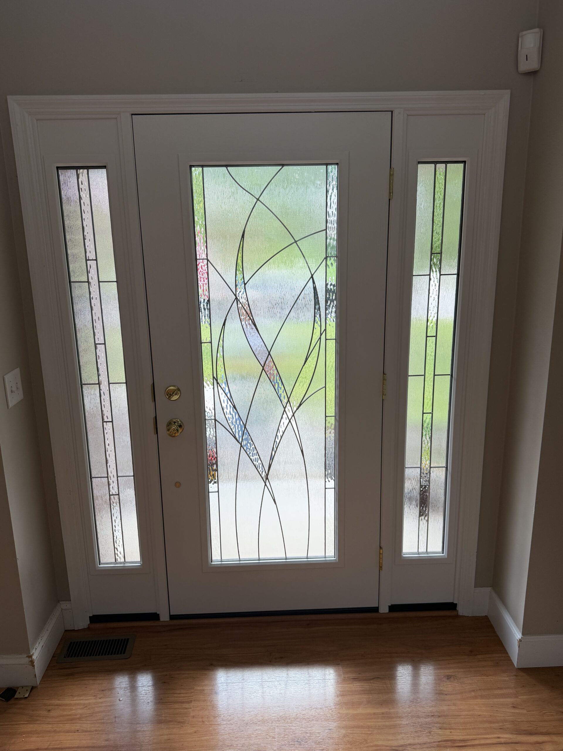 Interior after Cinnamon steel entry door installation in Springboro Ohio